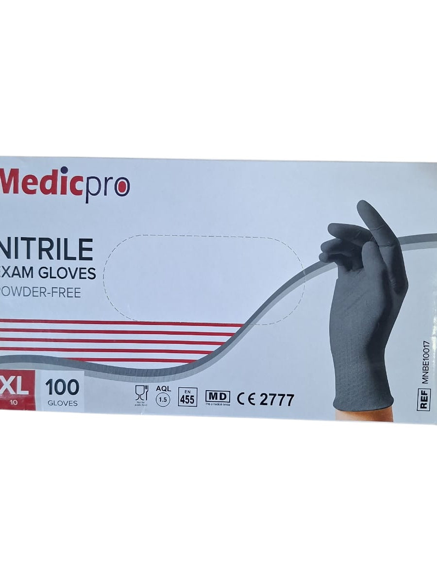 כפפות ניטריל שחורות ללא אבקה 10 חבילות בקרטון